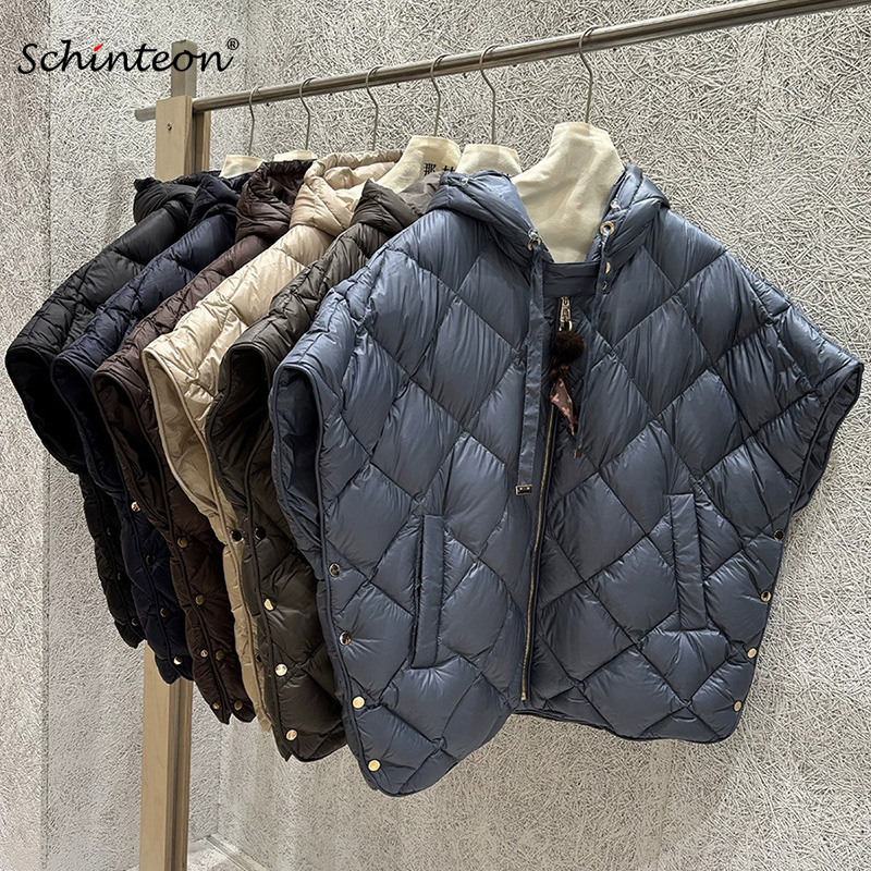 Street Fashion Shanghai - Schinteon Kadın %90 Beyaz Ördek Tüyü