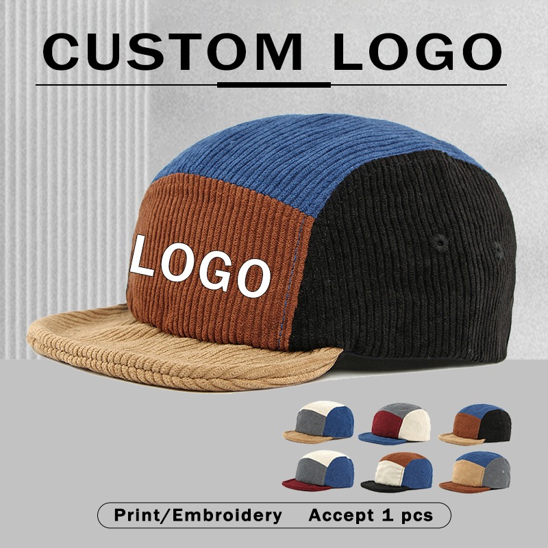Corduroy Cap 5 Panel - Erkek Vintage Kısa Siperlikli Kordonlu 5