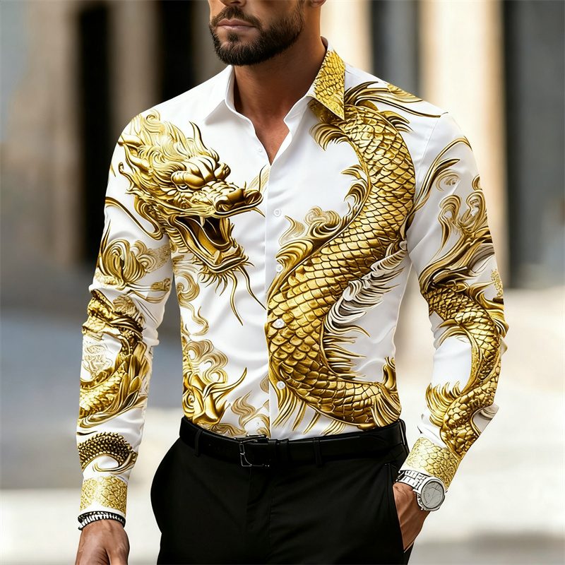 Street Fashion Shanghai - Erkek Gömleği Uzun Kollu Gömlek Çin