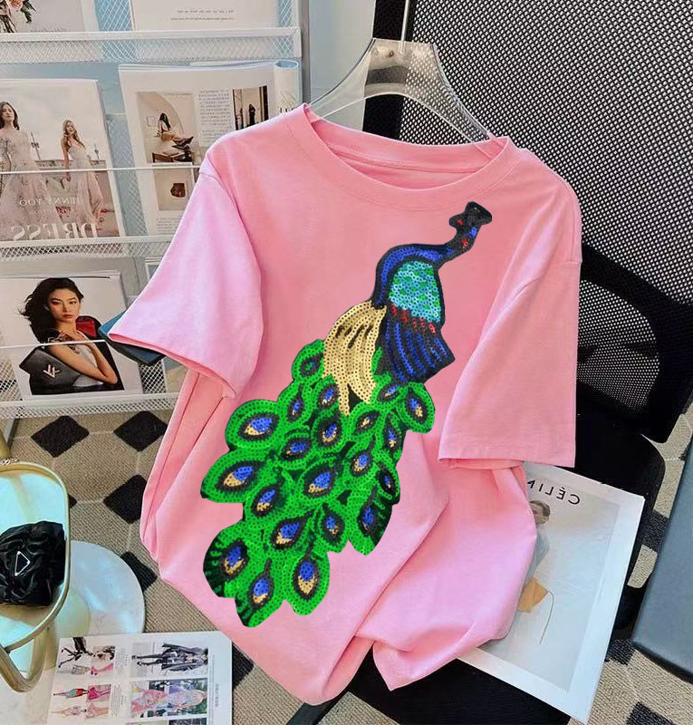 Street Fashion Shanghai - Kore Moda Pembe Nakış Ayı Boncuk