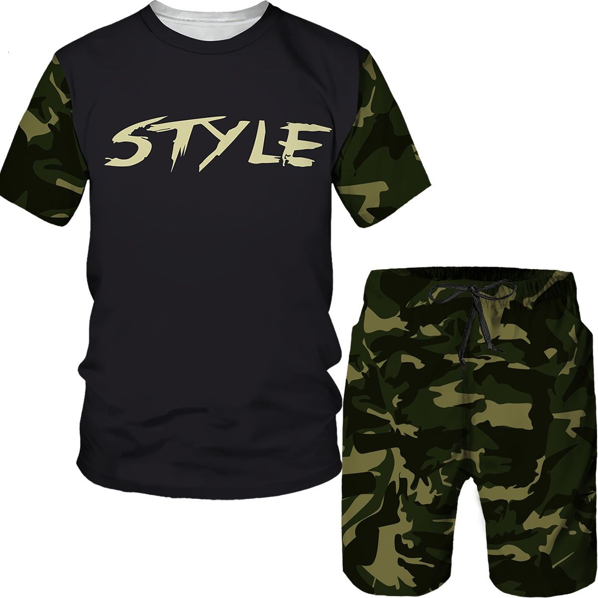 Street Fashion Mood - Kamuflaj Erkek Takım Elbise Kamuflaj 3D