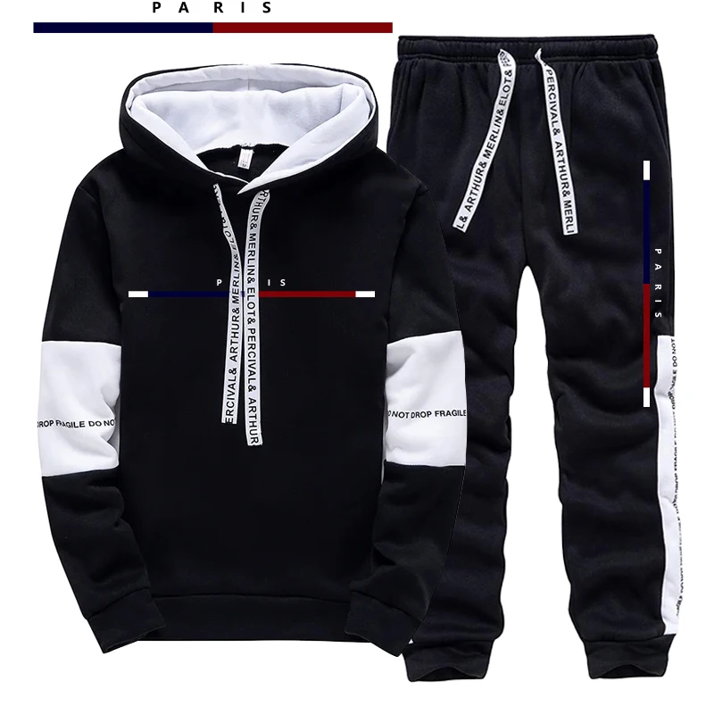 Street Fashion For Man - Paris Modası Baskılı Erkek Takımı/Hoodie/Pantolon Sonbahar