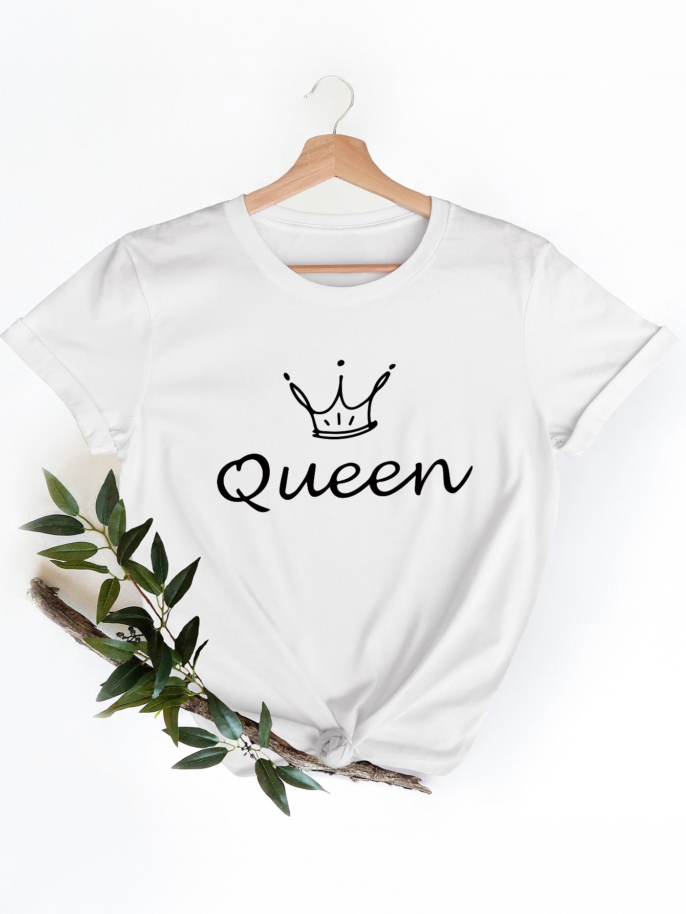 Kadın Beyaz Tişörtü Taç Kraliç - Queen Street Fashion incelemesi ve fiyatı