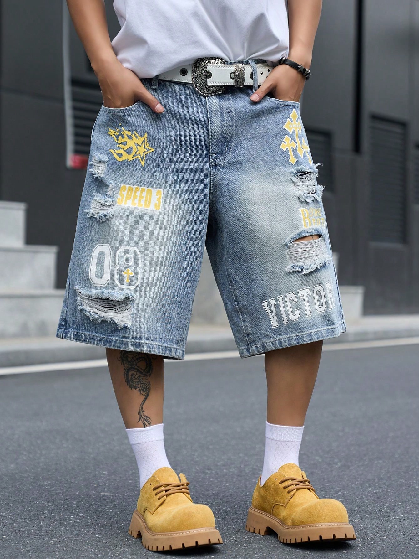 Erkek Bol Kesim Denim Bermuda  - Street Fashion Baggy incelemesi ve fiyatı