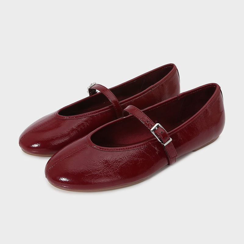 PU Deri Mary Jane Flats Kadınl - Street Fashion Female incelemesi ve fiyatı